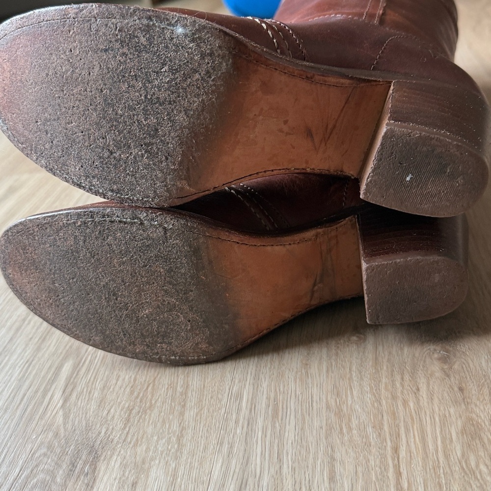 Frye Jane Stitch Leather Boots Campus Heel Sz 7 B - Picture 7 of 7